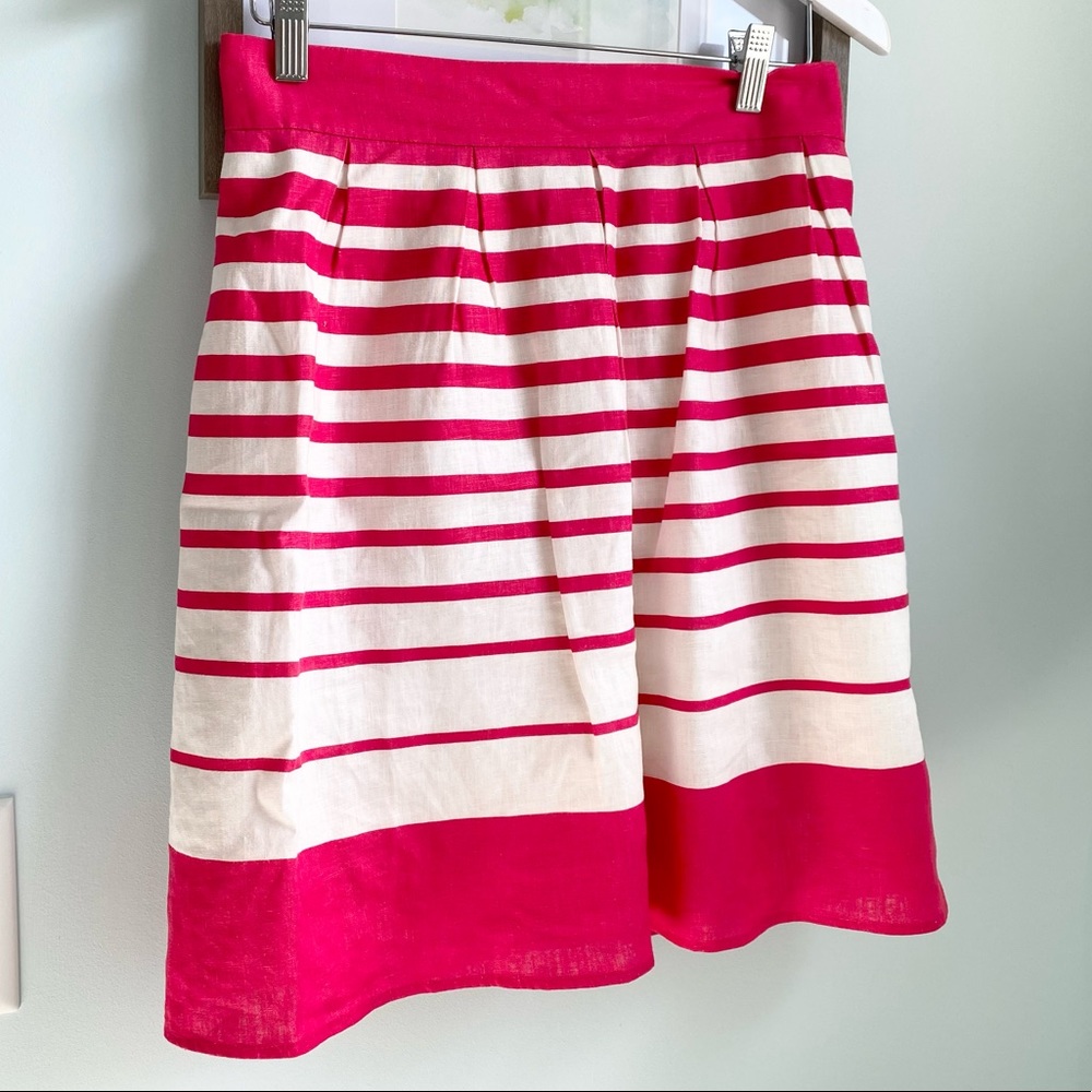Banana Republic pink & white linen skirt, Size 4